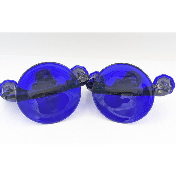 Fostoria Glass Baroque Regal Blue Cobalt 3 Light Candlestick Set of 2 Rare #2496 - Picture 9 of 12